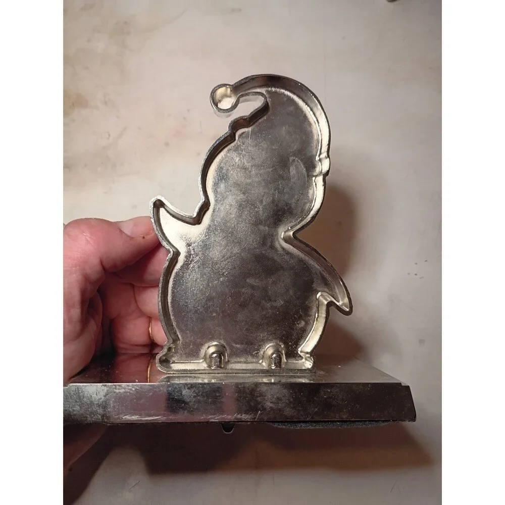 Enamel Metal Stocking Hanger Penguin & Christmas Tree